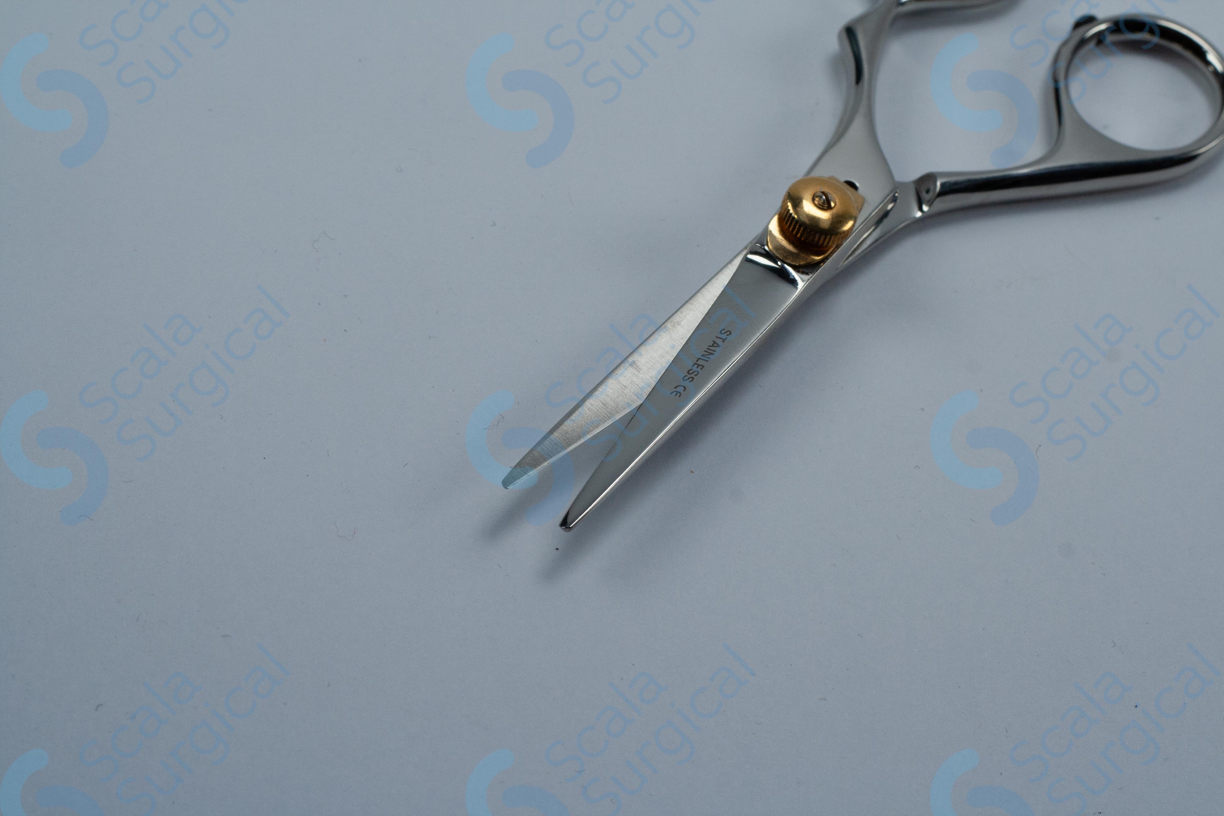 Barber Offset Scissors with Replaceable Finger Rest and Screw (130mm ...