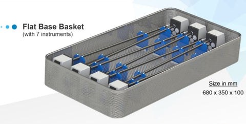 Flat Base Basket to Hold 7 Da Vinci Instruments (680 x 350 x 100mm)