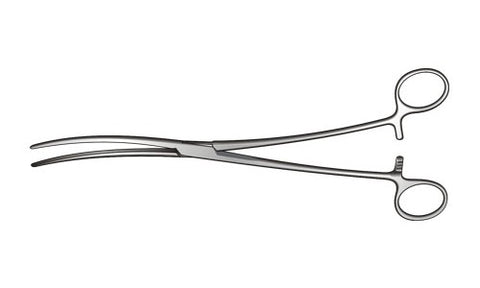 Bozemann Uterine Dressing Forceps Serrated Jaws Curved Box Joint (254mm) (10 inch)